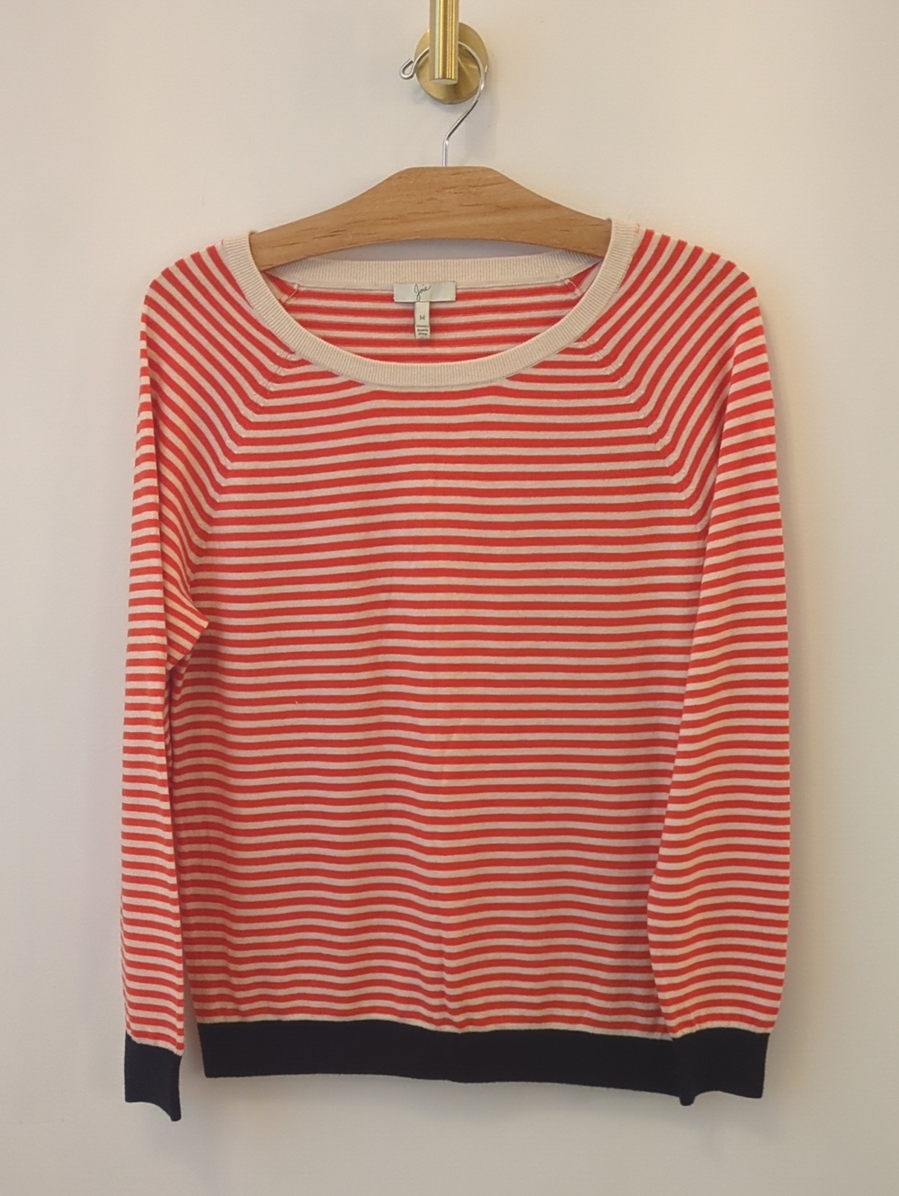 Joie Striped Coral and Cream Lightweight Sweater Medium